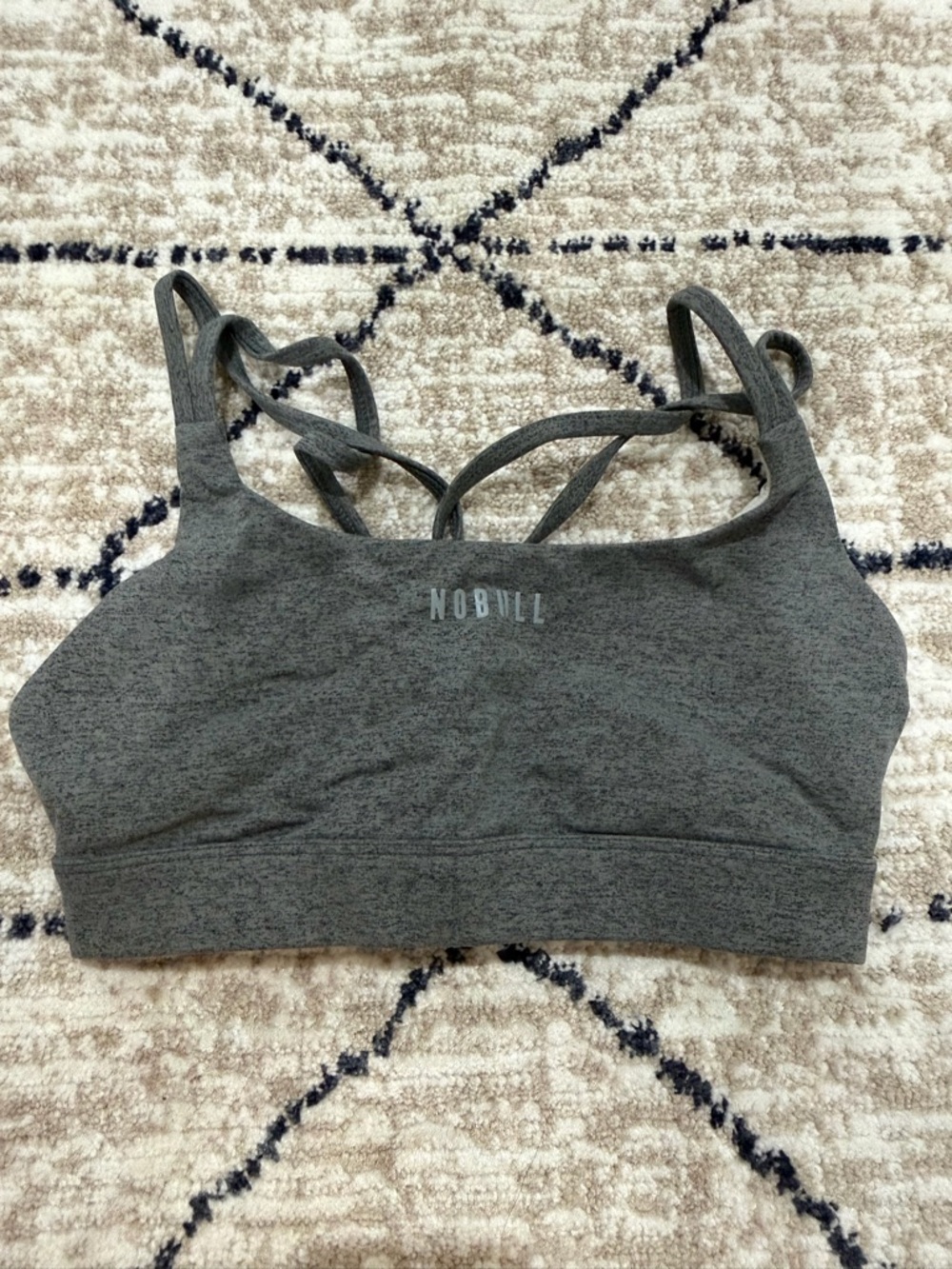NOBULL Charcoal Strappy Sports Bra in Heathered Grey